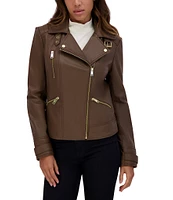 Andrew Marc Sport Salla Asymmetrical Zip Collared Leather Moto Jacket