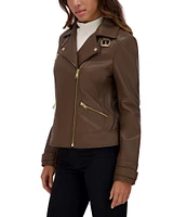 Andrew Marc Sport Salla Asymmetrical Zip Collared Leather Moto Jacket