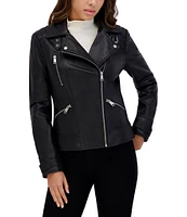 Andrew Marc Sport Salla Asymmetrical Zip Collared Leather Moto Jacket