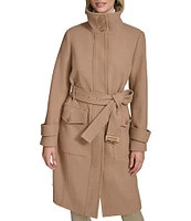 Andrew Marc Sport Scout Wool Blend Belted Trench Coat