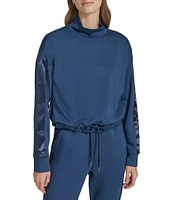 Andrew Marc Sport Scuba Mock Neck Pullover with Satin Trim