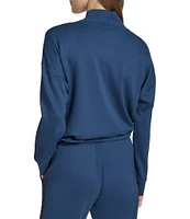 Andrew Marc Sport Scuba Mock Neck Pullover with Satin Trim