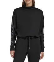 Andrew Marc Sport Scuba Mock Neck Pullover with Satin Trim