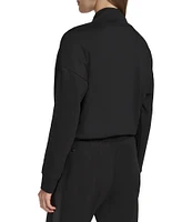 Andrew Marc Sport Scuba Mock Neck Pullover with Satin Trim