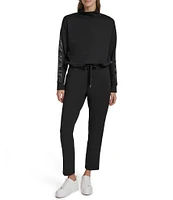 Andrew Marc Sport Scuba Mock Neck Pullover with Satin Trim