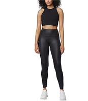 Andrew Marc Sport Solid Liquid High Waisted Pull-On Leggings