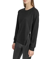 Andrew Marc Sport Stretch Knit Crew Neck Long Sleeve Pullover