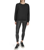 Andrew Marc Sport Stretch Knit Crew Neck Long Sleeve Pullover