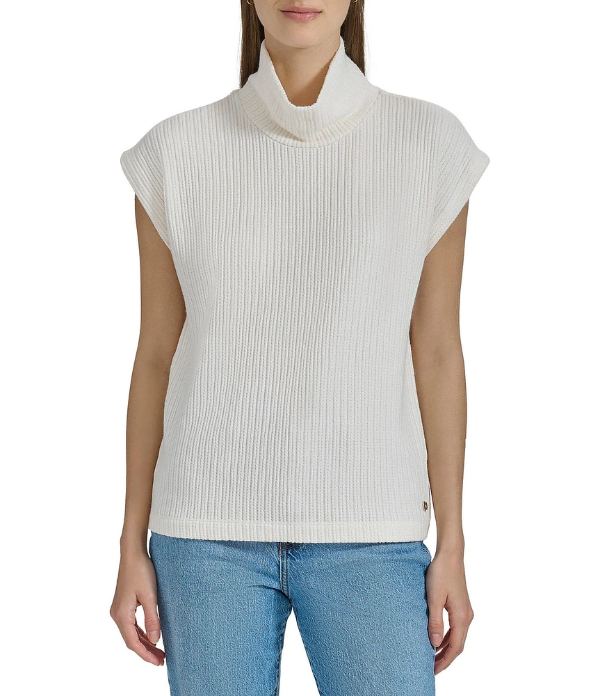 Andrew Marc Sport Turtleneck Cap Sleeve Sweater Top