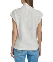 Andrew Marc Sport Turtleneck Cap Sleeve Sweater Top