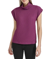 Andrew Marc Sport Turtleneck Cap Sleeve Sweater Top