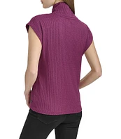 Andrew Marc Sport Turtleneck Cap Sleeve Sweater Top