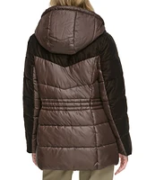 Andrew Marc Sport Varna Velvet Trimmed Hooded Puffer Coat