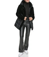 Andrew Marc Sport Varna Velvet Trimmed Hooded Puffer Coat