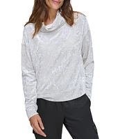 Andrew Marc Sport Velvet Knit Funnel Neck Long Sleeve Top