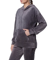 Andrew Marc Sport Velvet Knit Long Sleeve Kangaroo Pocket Hoodie