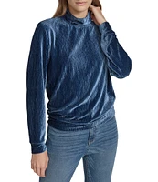 Andrew Marc Sport Wavy Velvet Turtleneck Neckline Long Sleeve Pullover