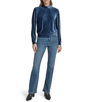 Andrew Marc Sport Wavy Velvet Turtleneck Neckline Long Sleeve Pullover