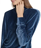 Andrew Marc Sport Wavy Velvet Turtleneck Neckline Long Sleeve Pullover