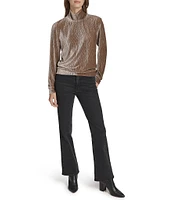 Andrew Marc Sport Wavy Velvet Turtleneck Neckline Long Sleeve Pullover