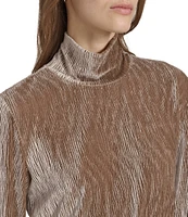 Andrew Marc Sport Wavy Velvet Turtleneck Neckline Long Sleeve Pullover