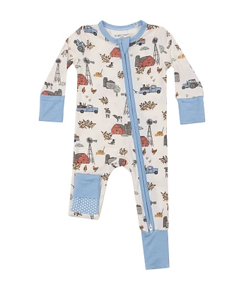 Angel Dear Baby Boys 6-24 Months Long Sleeve Farm Printed Zipper Footie Coverall