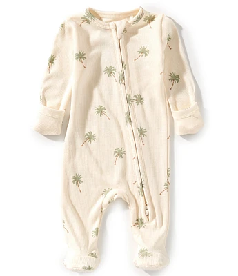 Angel Dear Baby Boys Newborn-12 Months Long Sleeve Palm Trees Zipper Footie Coverall