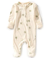 Angel Dear Baby Boys Newborn-12 Months Long Sleeve Palm Trees Zipper Footie Coverall