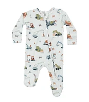 Angel Dear Baby Boys Newborn-9 Months Long Sleeve Construction Printed Zipper Footie Coverall