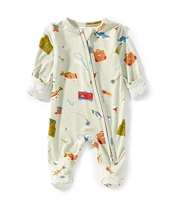 Angel Dear Baby Boys Newborn-9 Months Long Sleeve Fishing Things Zipper Footie Coverall