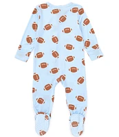 Angel Dear Baby Boys Newborn-9 Months Long Sleeve Football Printed Zipper Footie Coverall