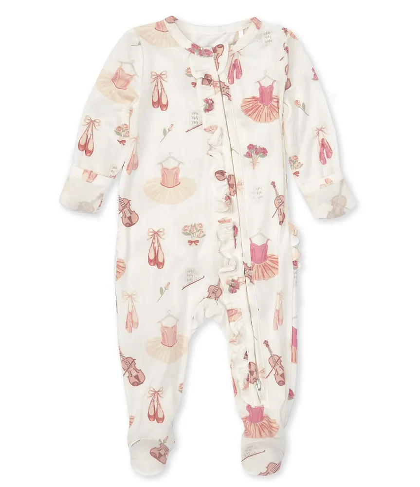 Angel Dear Baby Girl Newborn-9 Months Ruffle 2-Way Zipper Ballet Footie