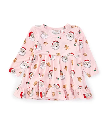 Angel Dear Baby Girls 3-24 Month Long Sleeve Santa Print Dress