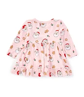 Angel Dear Baby Girls 3-24 Month Long Sleeve Santa Print Dress