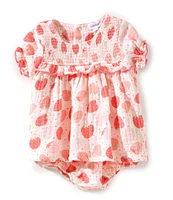 Angel Dear Baby Girls 3-24 Months Strawberry Bliss Smocked Ruffle Bubble