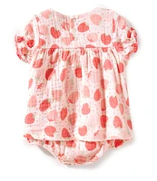 Angel Dear Baby Girls 3-24 Months Strawberry Bliss Smocked Ruffle Bubble