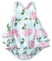 Angel Dear Baby Girls Newborn-12 Months Hydrandea Print Smocked Bubble Romper