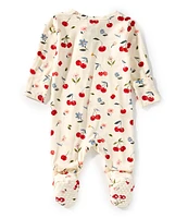 Angel Dear Baby Girls Long Sleeve Watercolor Cherries Printed Zipper Footie Coverall