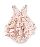 Angel Dear Baby Girls Newborn-24 Months Floral Check Sunsuit Romper