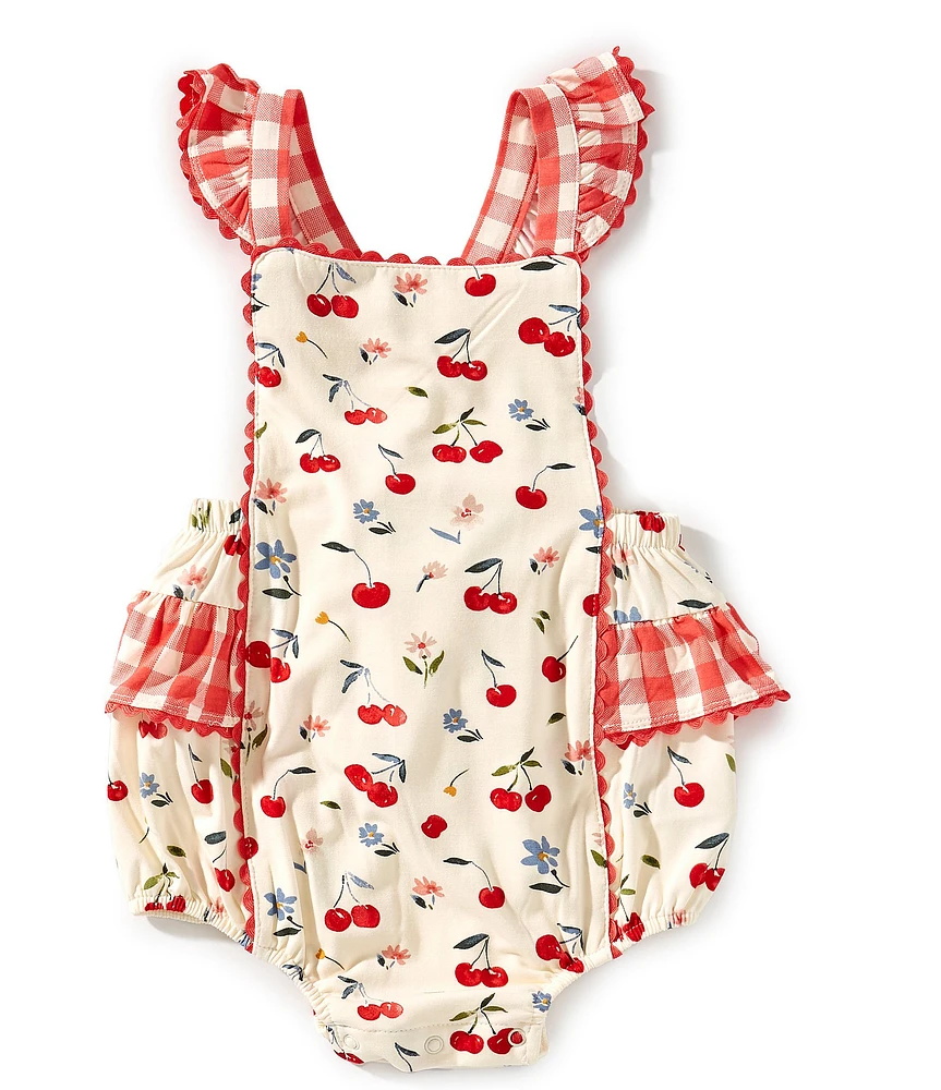 Angel Dear Baby Girls Watercolor Cherries Sunsuit Romper