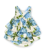 Angel Dear Baby Girls Watercolor Hydrangeas Ruffle Sunsuit