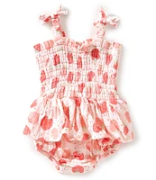 Angel Dear Baby Girls Newborn-3 Months Strawberry Bliss Smocked Skirted Bubble