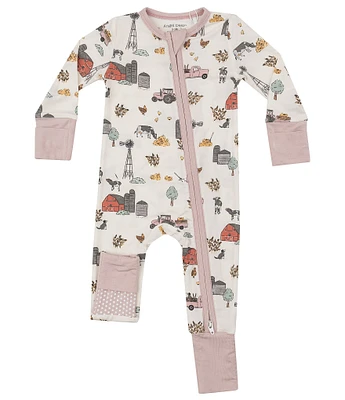 Angel Dear Baby Girls Newborn-9 Months Ruffle 2-Way Zipper Farmer Sleeper