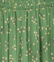 Angie Ditsy Floral Print Scoop Neck Short Sleeve Tie Front Empire Waist Dress