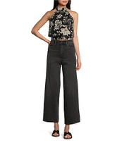 Angie Floral Print Mock Neck Sleeveless Top