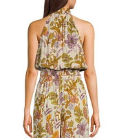 Angie Floral Print Mock Neck Coordinating Sleeveless Top
