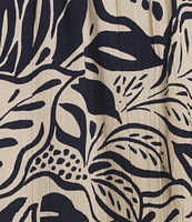 Angie Floral Leaf Print Mock Neck Sleeveless Top