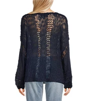 Angie Long Sleeve Open Weave Pullover Sweater