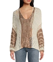 Angie Long Sleeve Open Weave Pullover Sweater