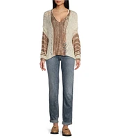 Angie Long Sleeve Open Weave Pullover Sweater